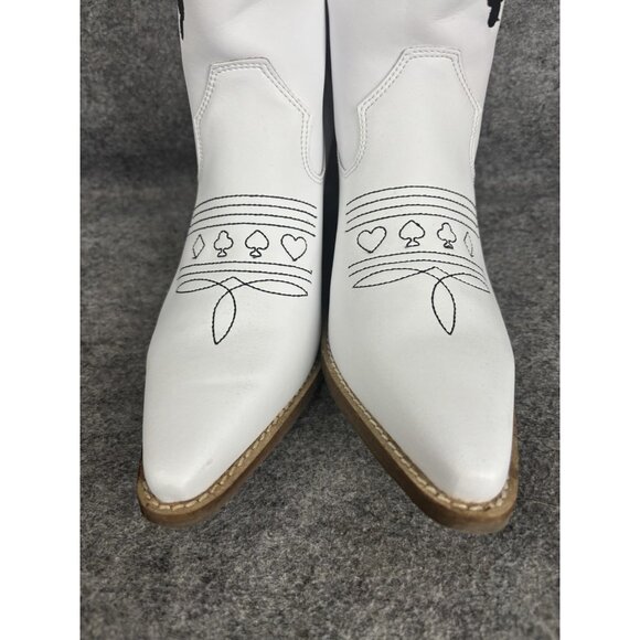 Dingo Boots Womens Size 9M White King Card Embroidered Western Cowboy Leather - Picture 2 of 13